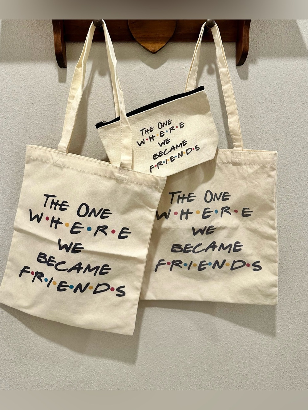 Friends Inspired Canvas Tote Bags and Zip Pouch 3 Piece Set